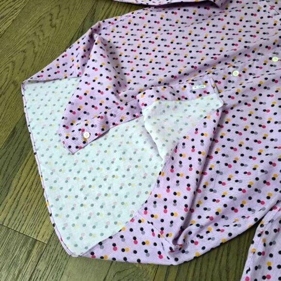 Etro Italy Velvet Collar Performance Relaxed Dress Shirt in Purple Polka Dot - Picture 8 of 11